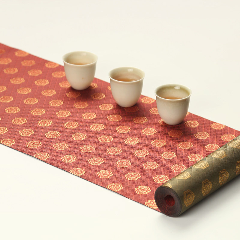 日式锦缎桌旗双面轻奢茶道中式茶席干泡茶台桌布垫布茶几帘子茶巾