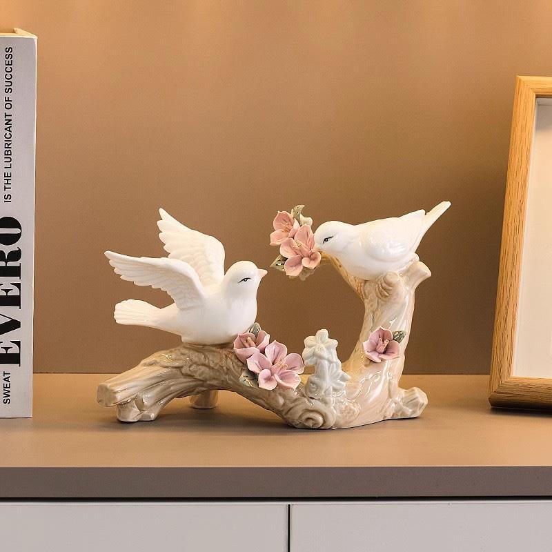 陶瓷小鸟摆件家居客厅酒柜软装饰品欧式创意房间酒柜玄关摆设