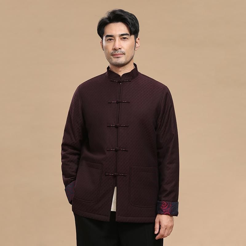 唐装男中式秋冬季加厚中老年棉服立领盘扣爸爸装外套复古休闲上衣