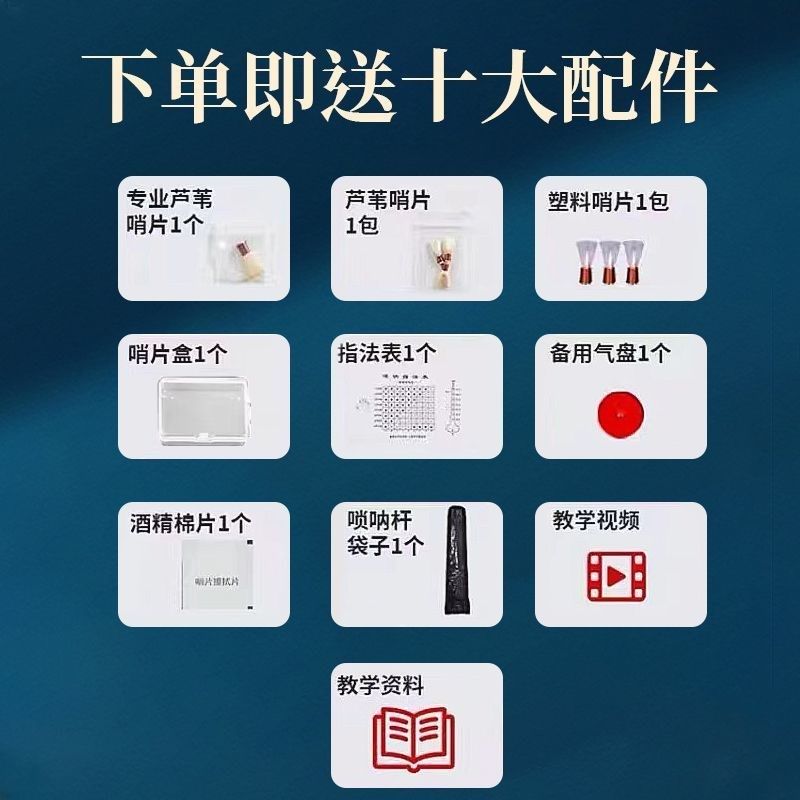 乌木六孔唢呐6孔初学者乐器笛子唢呐喇叭全套专业降B调D调演奏