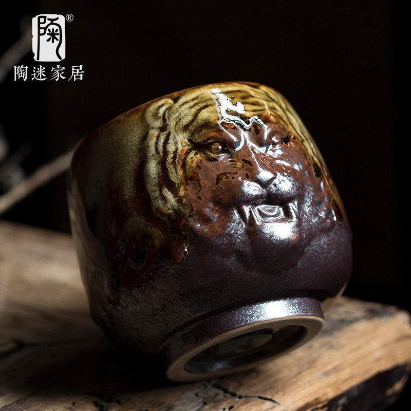 陶迷清水柴烧茶杯家用陶瓷复古品茗杯窑变日式主人杯功夫茶具单杯