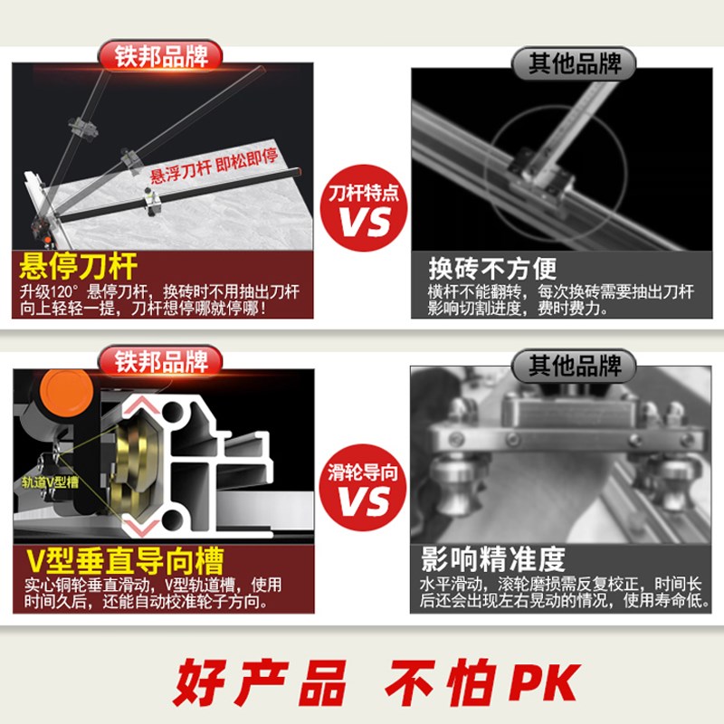 铁邦轨道新款T型瓷砖推刀升级高精度岩板手动切割机大板切割神器