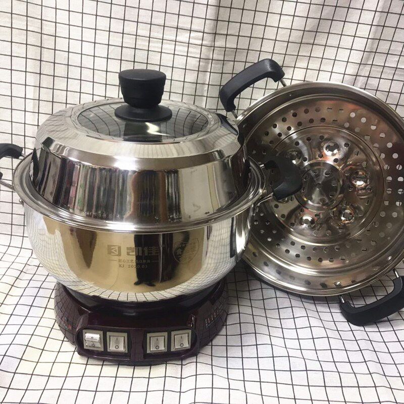 凯佳加厚不锈钢多用电热锅28-30-32-34-36-38-40cm电蒸锅/电炒锅