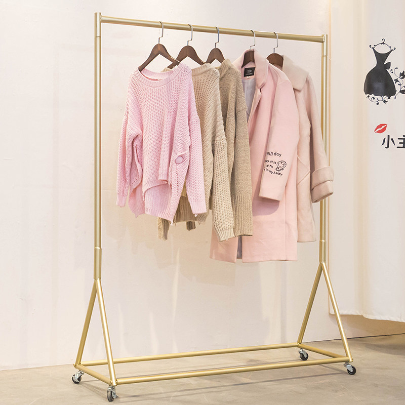 服装店展示架衣架落地式组合纳米金女装挂衣侧挂架货架移动带轮子