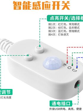 人体智能感应电池盒充电式LED灯带5V灯条整体橱柜床底玄关自动小