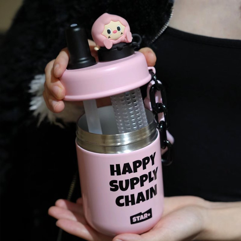 世大家保温杯女生可爱高颜值吸管水杯316不锈钢学生便携咖啡杯子