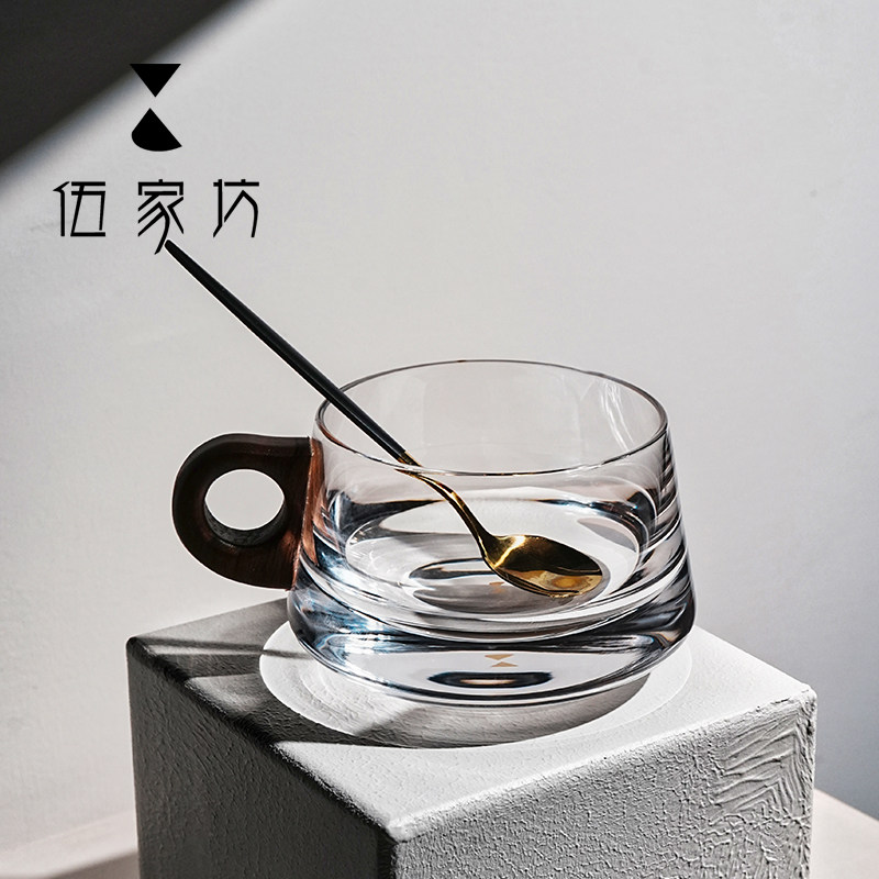 伍家坊 水晶玻璃咖啡杯精美下午茶茶杯卡布奇诺咖啡杯日式红茶杯