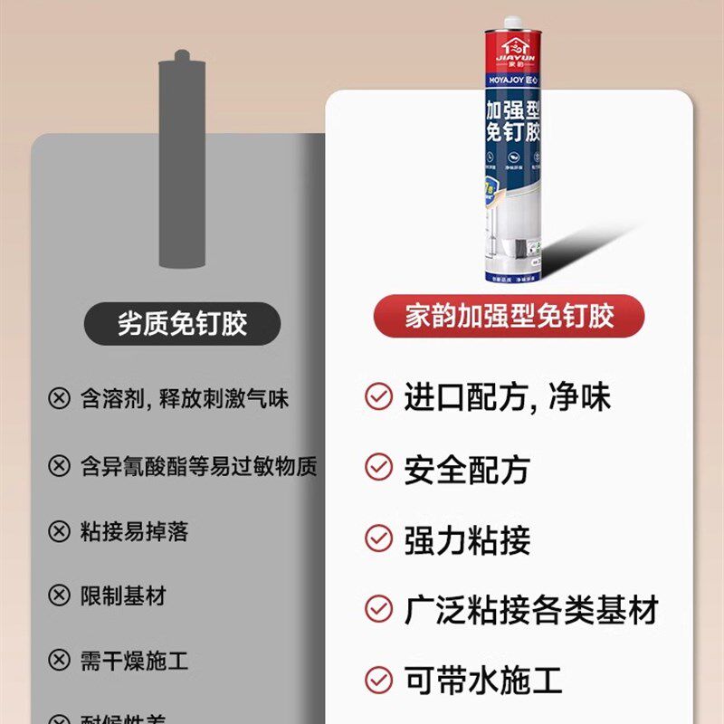 家韵免钉胶强力胶瓷砖免打孔粘胶透明玻璃胶水置物架踢脚线专用图片