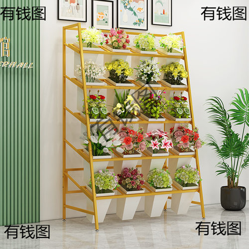 鲜花架子展示架花店养花移动花店鲜花摆放落地式斜款花架摆台挑选