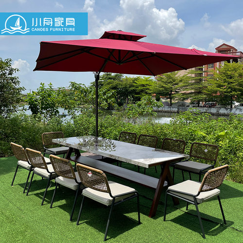 户外露天天台藤编桌椅室外花园庭院多人聚会餐桌防水防晒椅子组合