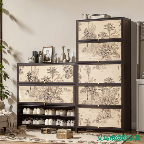 实木极简美式复古新款靠墙鞋柜