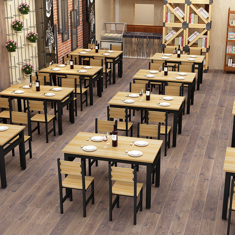简约饭店餐厅小吃快餐店早点面馆食堂饭桌商用工厂桌椅餐桌椅组合