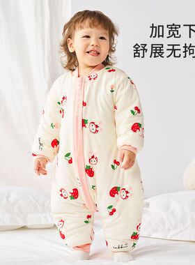 婴儿睡袋秋冬款恒温保暖宝宝防踢被子神器新生儿夹棉加厚分腿睡袍