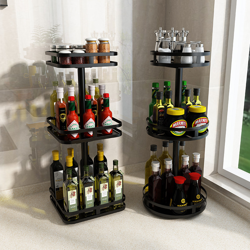 厨房调料架调味料旋转置物架台面调味品油盐酱醋转角调料收纳架子