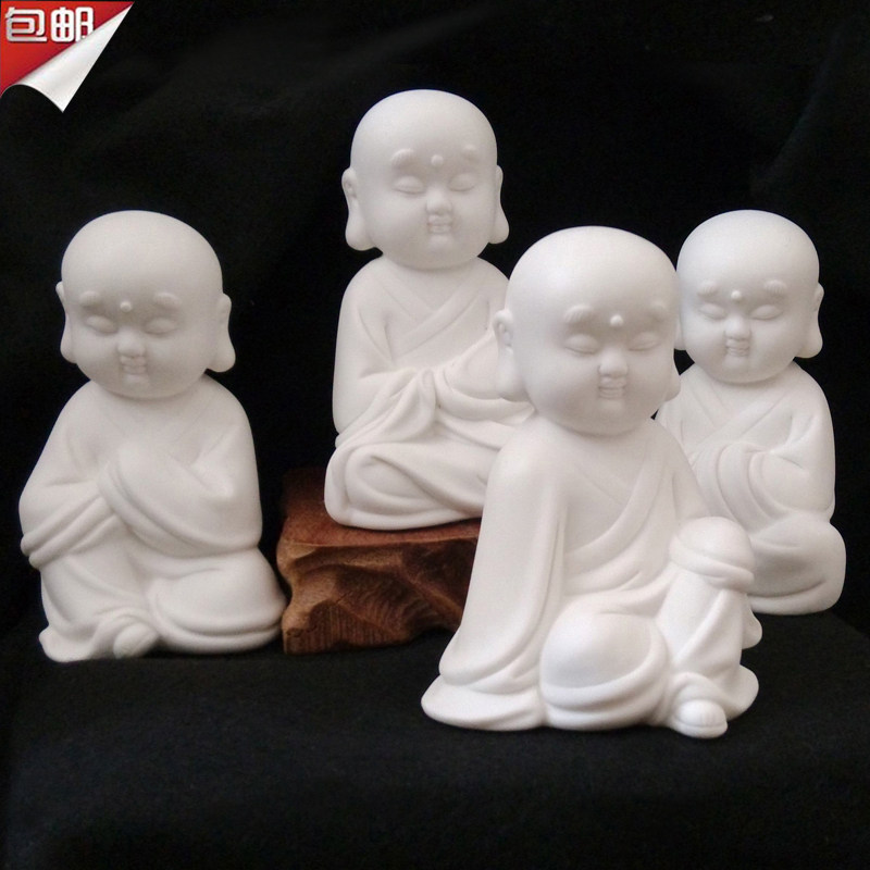 创意新款礼品陶瓷小摆件白瓷四小沙弥小佛娃娃工艺品家居饰品包邮