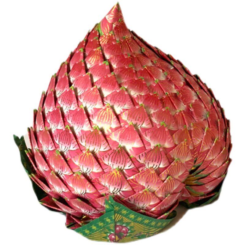 彩色印刷纸折叠特色手工艺品折纸品粉色桃子文化用品蓮花图案1个