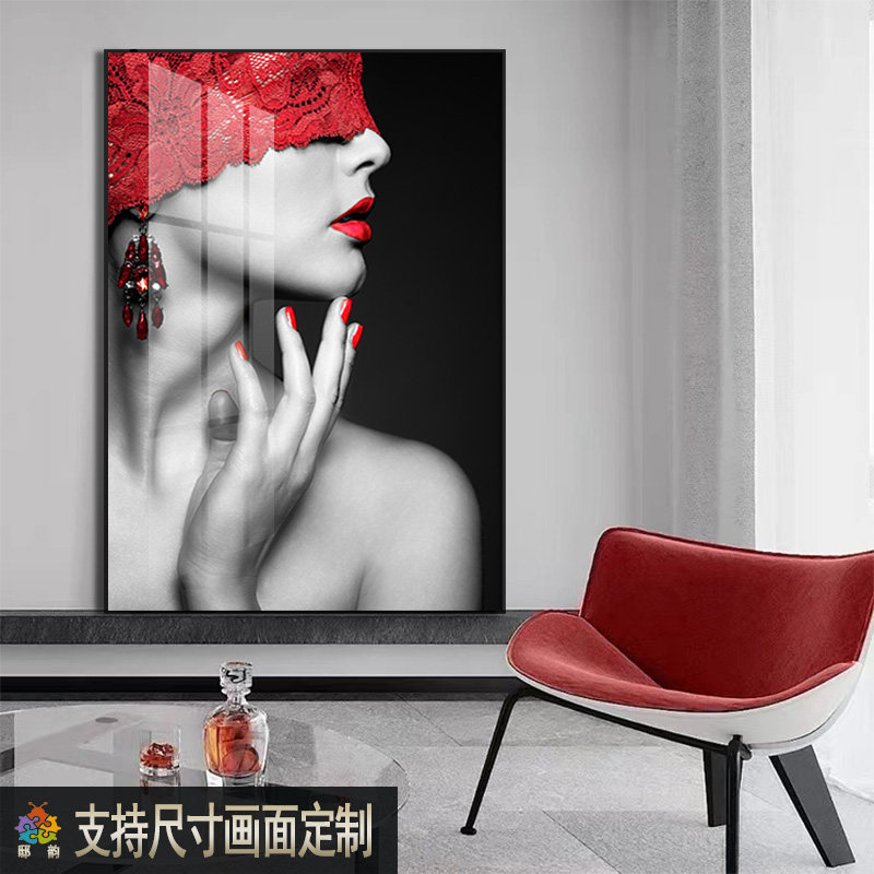 时尚艺术美女人物装饰画理发店美容院过道墙面挂画客厅卧室落地画