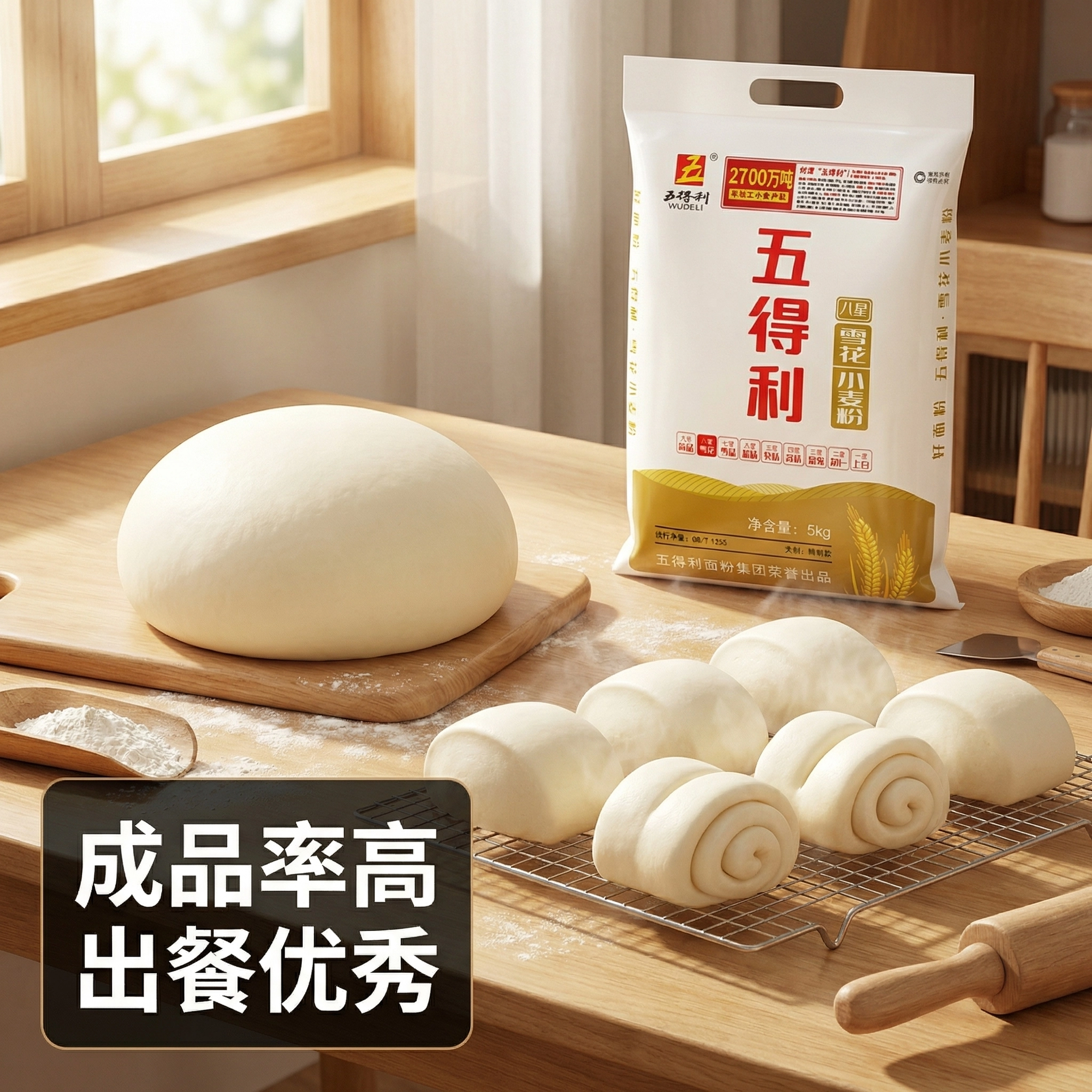 五得利小麦粉10斤袋装家用面粉烘焙馒头包子专用粉