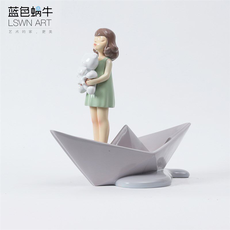 蓝色蜗牛 梦影少女-梦的新起点 艺术摆件客厅样板间卧室家居装饰
