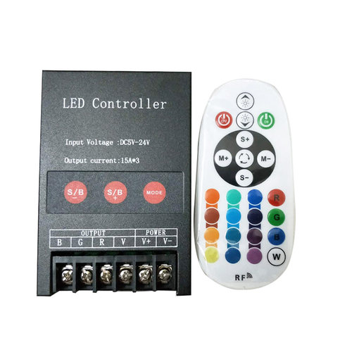 12V/24V LED灯带七彩RGB铝壳控制器 RF射频25键遥控器45A