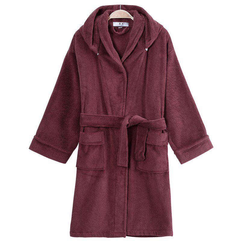 A类纯棉毛巾料儿童浴袍带帽可拆男女大童加长版亲子浴衣中厚四季