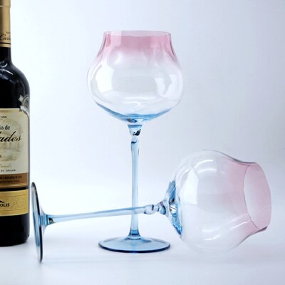 海月蓝红酒杯葡萄酒杯轻奢勃艮第波尔多高脚杯高档无铅水晶玻璃杯