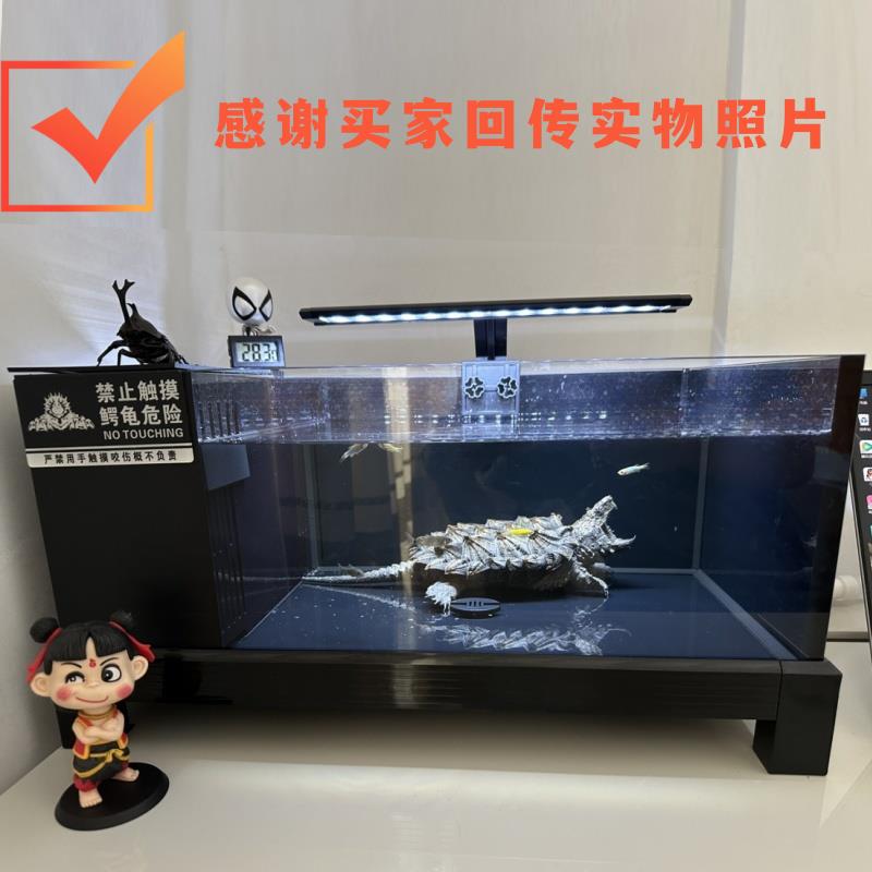 龟缸生态缸玻璃 免换水鱼龟混养缸养乌龟专用缸家用 乌龟缸底排水