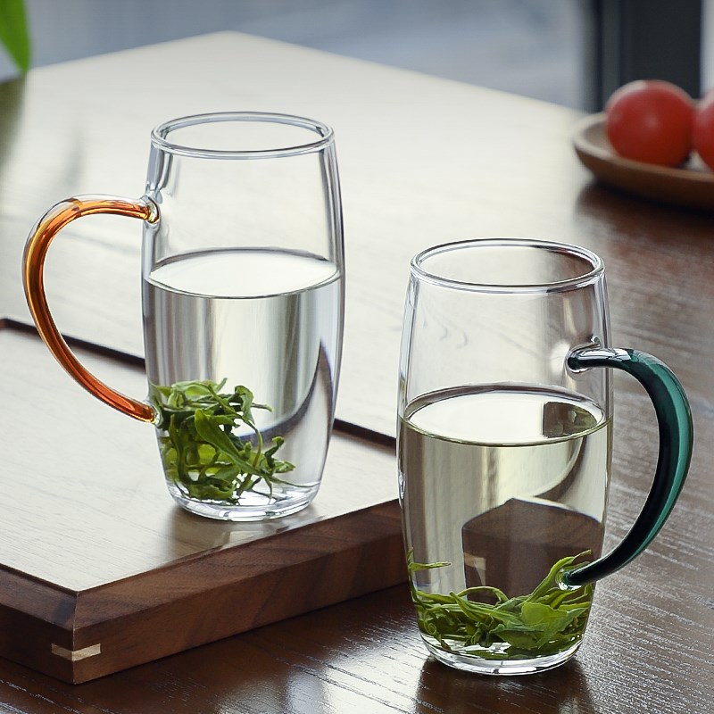 耐高温绿茶杯子玻璃杯泡茶杯带把泡花茶的专用杯女生男士高颜值图片
