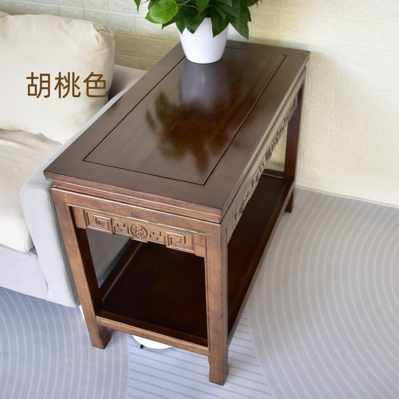 实木边桌榆木沙发边几纯实木小桌子新中式木质客厅角几双层摆件桌