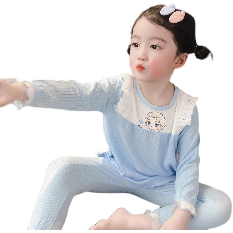 春秋儿童睡衣女童长袖女孩宝宝夏季薄款家居服纯棉春季空调服夏款