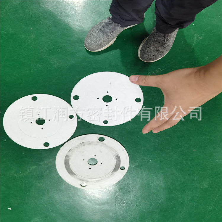 四氟玻纤圆板 防温可切聚四氟乙烯法兰制品 PTFE带孔垫片制品