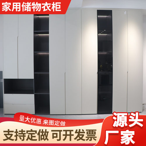 新款储物衣柜平开门家用卧室简约衣帽间橱柜客厅背景装饰墙衣帽柜