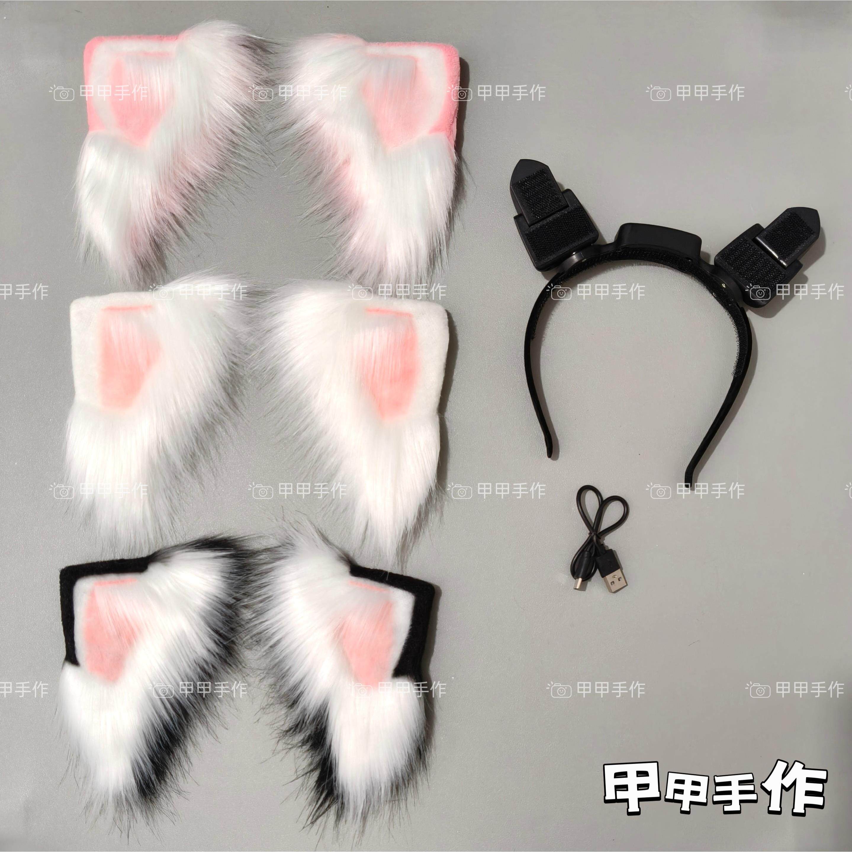 【】体感意念电动摸头杀兽耳发箍可折耳可动机芯猫耳狐耳头箍