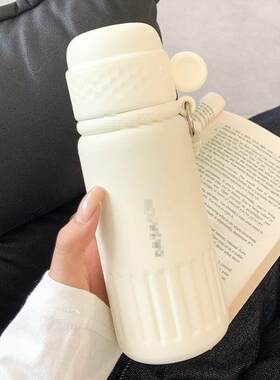 保温水杯女款简约316女生2025新款高颜值可携式带盖子水杯吸管双