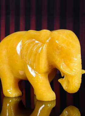 天然米黄玉大象摆饰吸水象招财象办公室家居客厅装饰店铺开业乔迁
