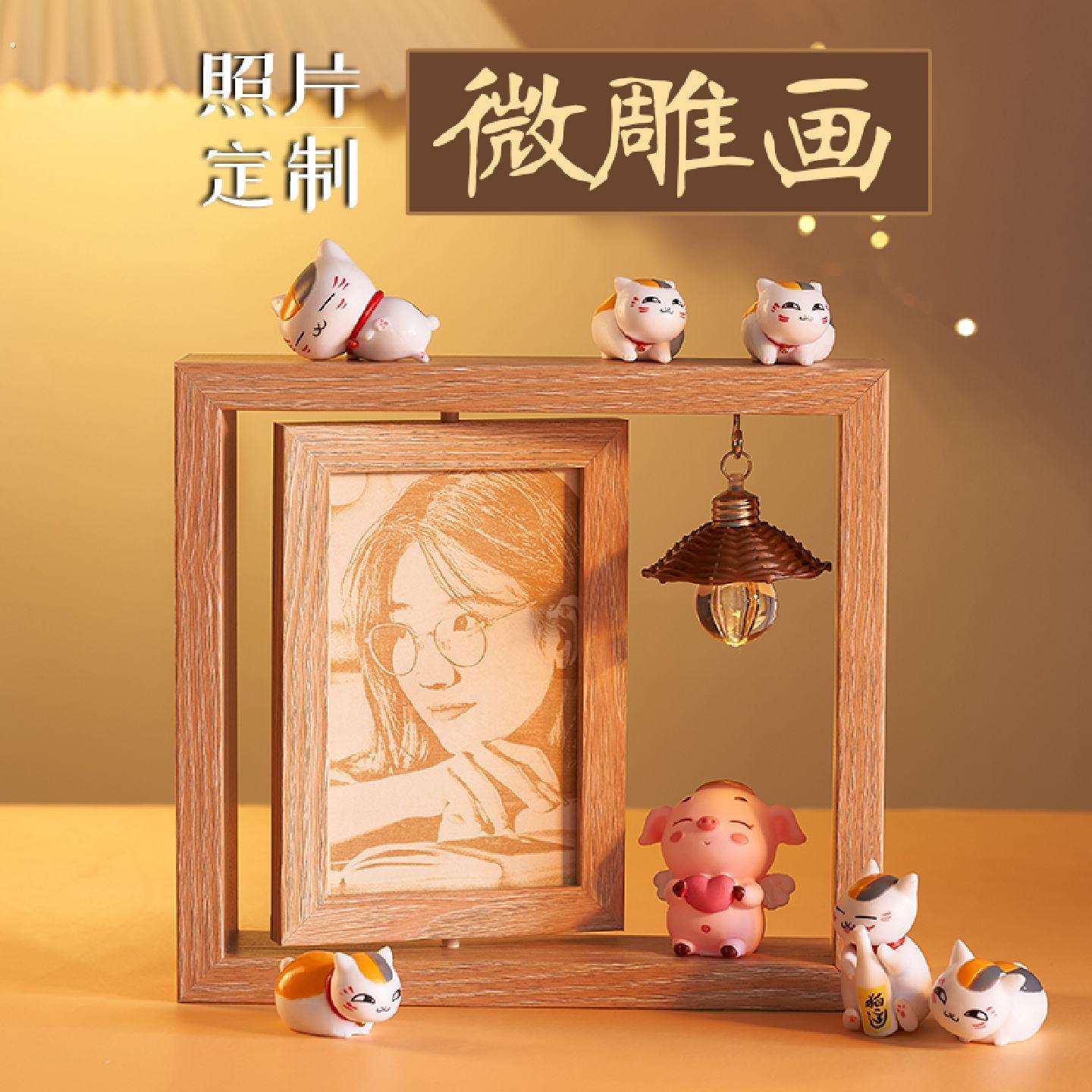母亲节创意礼物高颜值实用旋转相框礼盒组可客制化生肖系列文艺摆