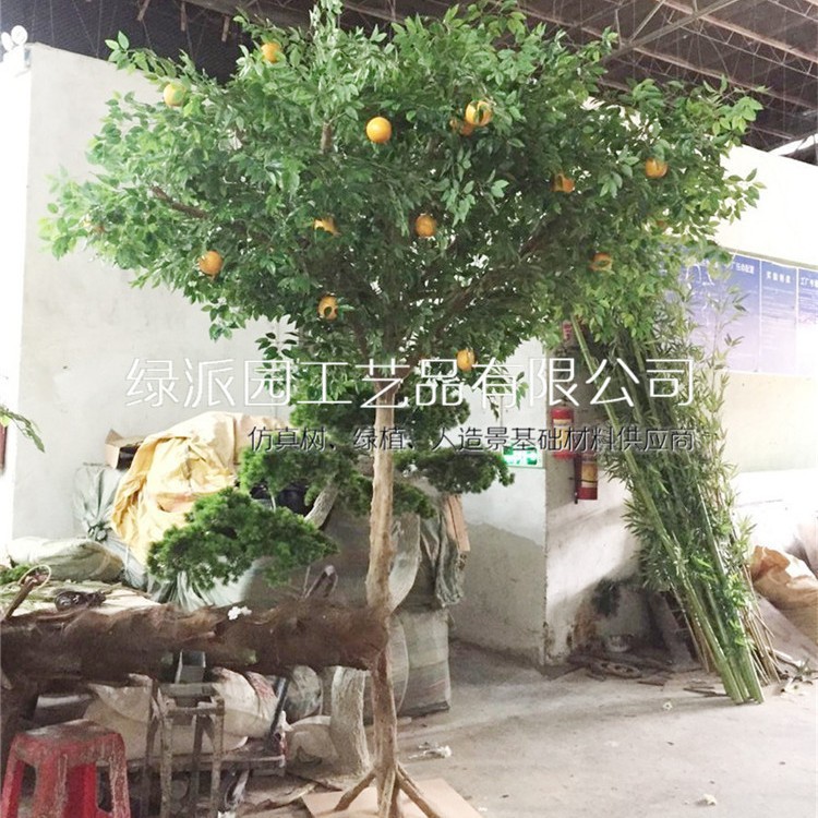 仿真石榴 橘子树花果树枝落地田园装饰插花果子果实水果拍摄道具