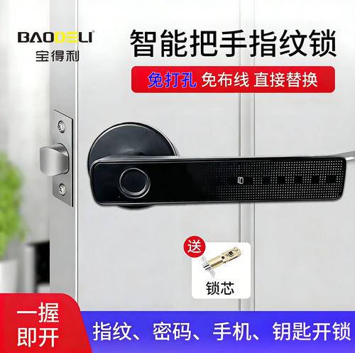 涂鸦指纹木门锁室内密码门卧室入户办公室门锁公寓电子耐用把手锁