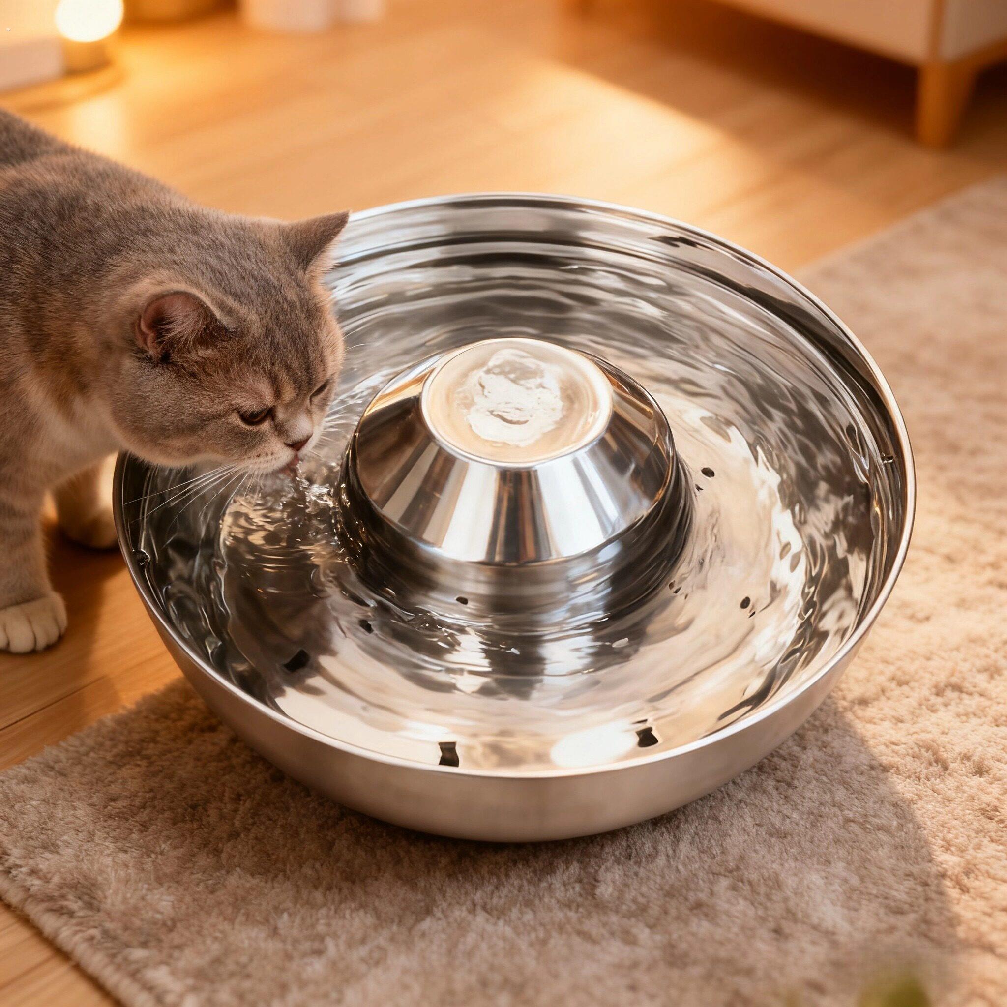 矮脚猫饮水机不锈钢宠物饮水机英文猫咪喂水器狗狗饮水器图片