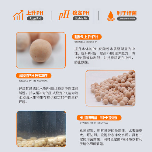 ac滤材抑制跌酸上升PH鱼缸过滤材料水族箱稳定降低珊瑚骨硝化细菌