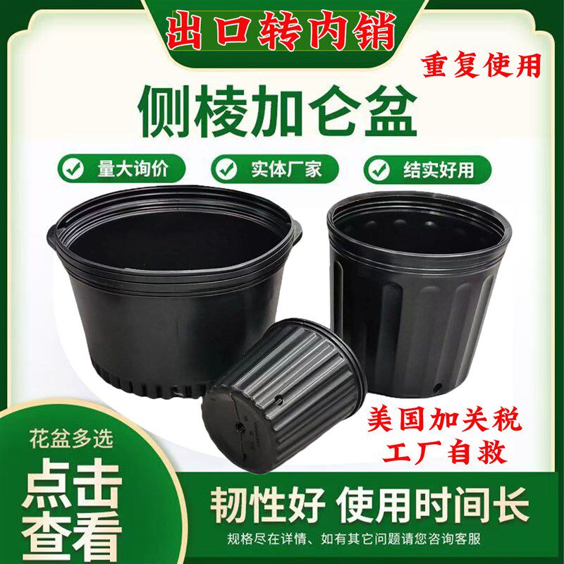 黑色加仑盆加厚塑料花盆阳台育苗杯防老化重复使用育苗盆营养钵