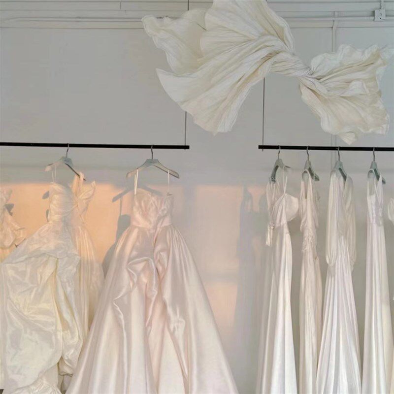 不锈钢婚纱展架吊架拉丝橱窗礼服悬挂架吊顶悬挂女装店钢丝绳吊杆