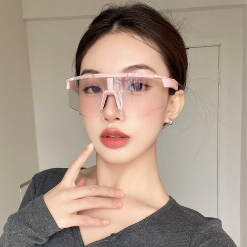 日夜两用专业粉色变色骑行镜女大脸防风护目镜公路自行车登山墨镜