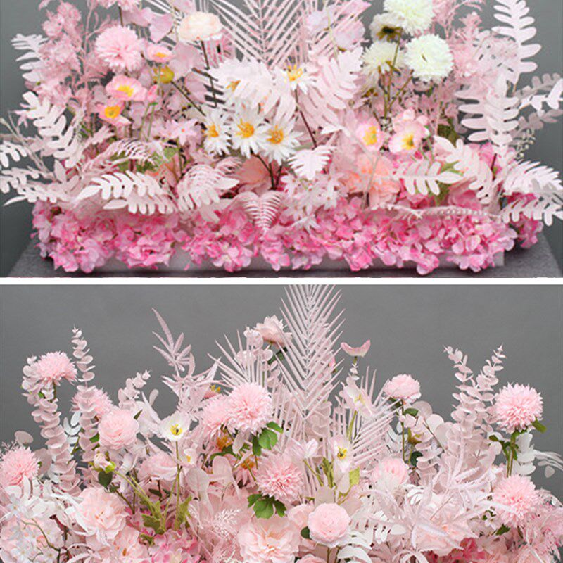 仿真新款婚庆大款地排花绢花成品装饰尤加利花排T台路引婚礼花艺