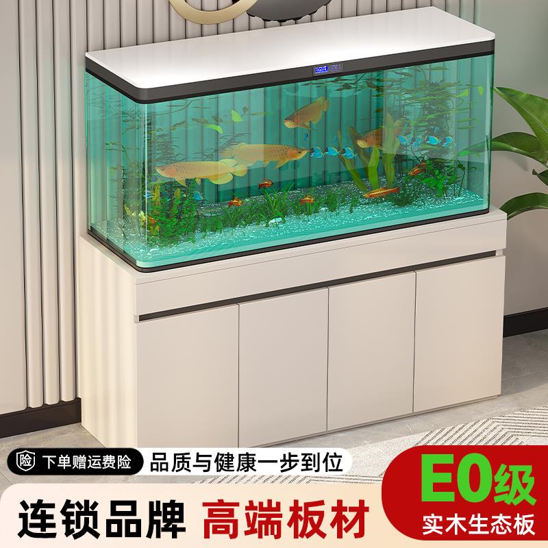 实木鱼缸底柜客厅家用中小型鱼缸底座水族箱承重落地隔断柜子图片