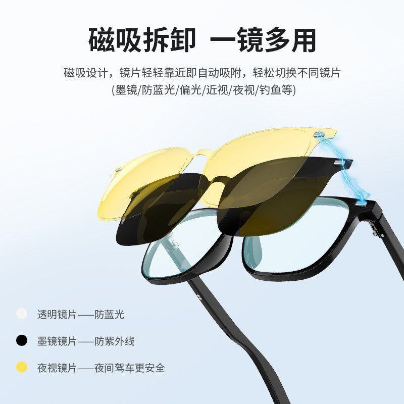 超轻磁吸蓝牙老花眼镜渐进远近两用防蓝光老光镜通话听歌开车走路