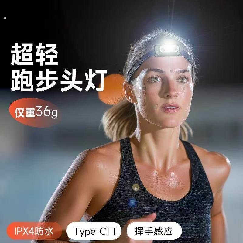 跑步灯夜跑头灯新款强光超亮充电户外登山头戴式照明长续航越野跑