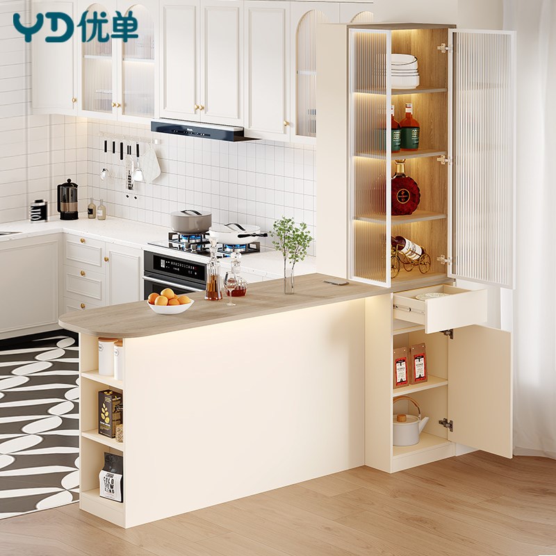 客厅双面餐柜家用吧台隔断柜餐桌一体靠墙边柜收纳窄柜2G374