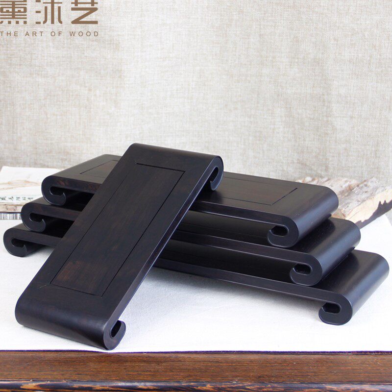 长方形底座实木书卷红木紫光檀摆件托架紫砂荼壶花瓶工艺品底座