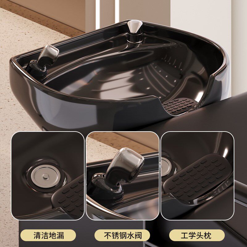 洗头床理髲店专用美发店半躺式冲水床网红发廊加深陶瓷洗头槽包邮